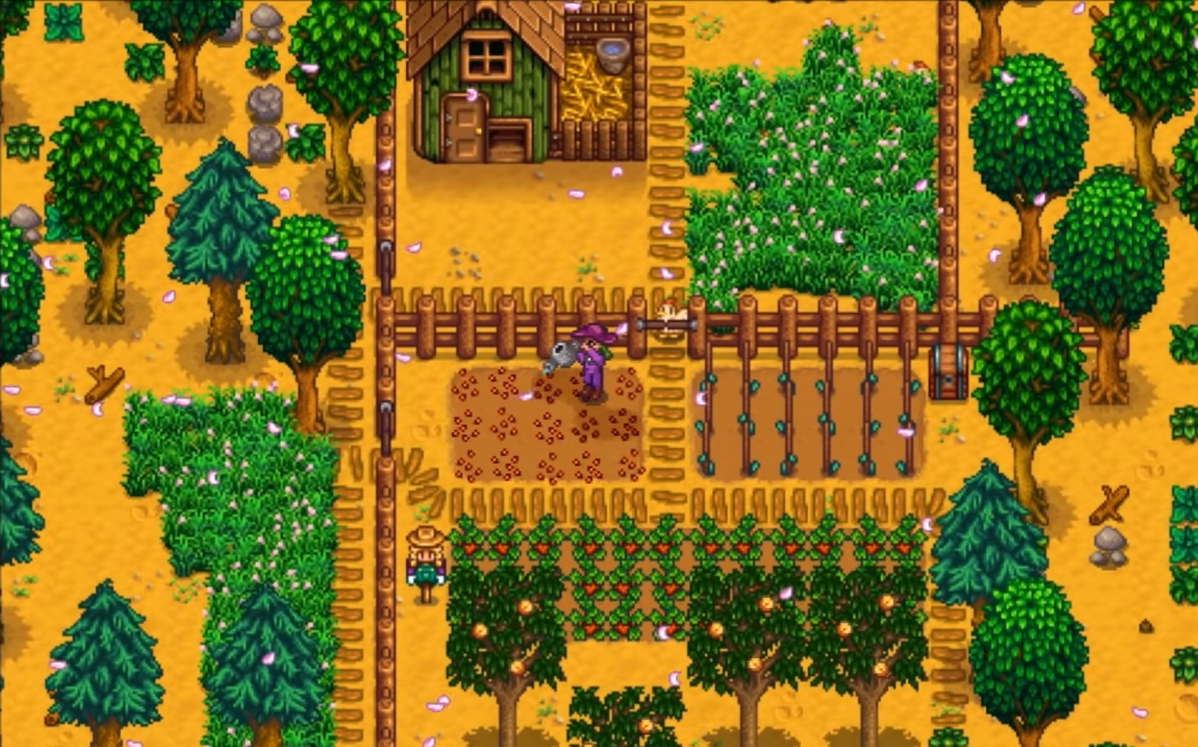 Image of a farm in Stardew Valley.