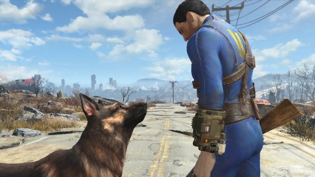 Dogmeat and player character in Fallout 4