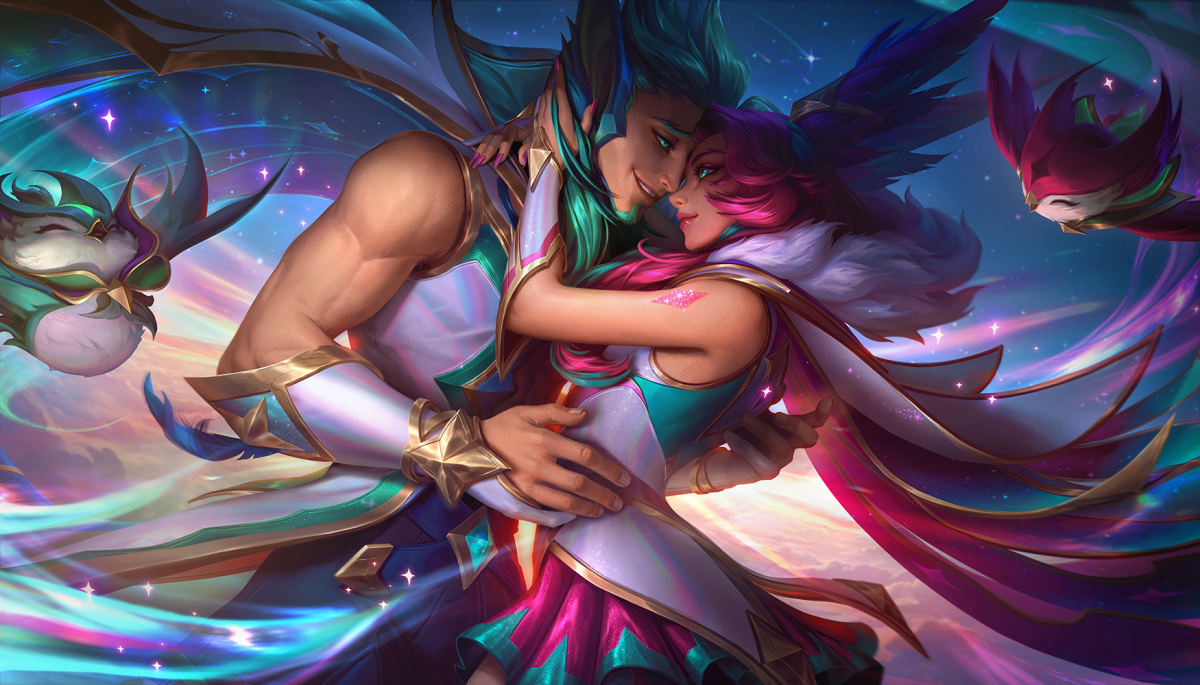 The official splasha rt for Redeemed Star Guardian Xayah and Rakan, featuring purified versions of the previously-corrupted champions.