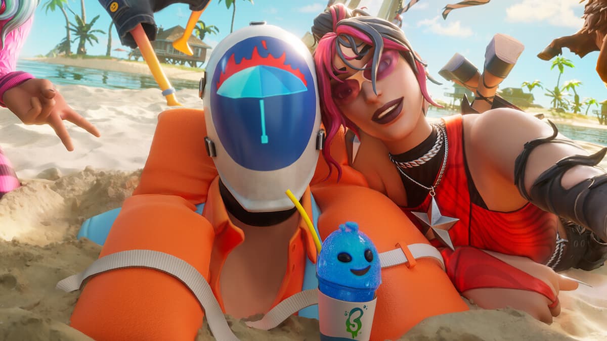 Fortnite characters hang out on the beach