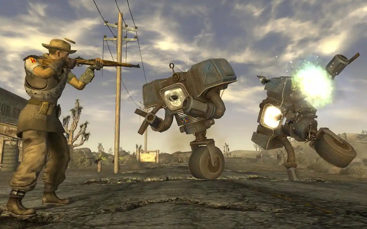 Fallout New Vegas character is killing robots