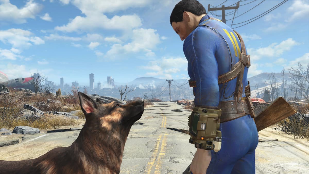 Fallout 4 character is looking at Dogmeat