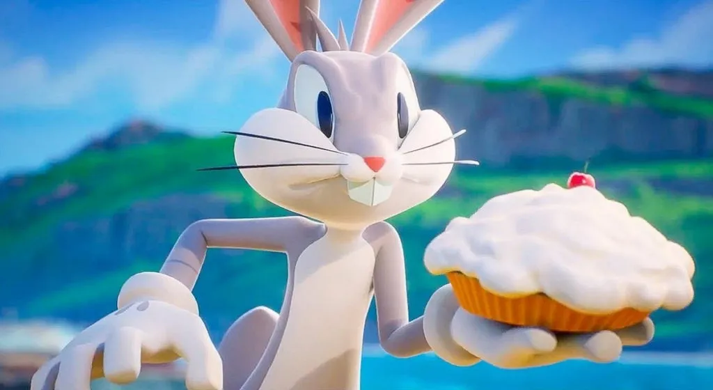 Bugs Bunny with a pie in hand