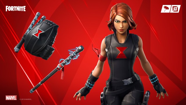 Black Widow skin and other cosmetics in Fortnite