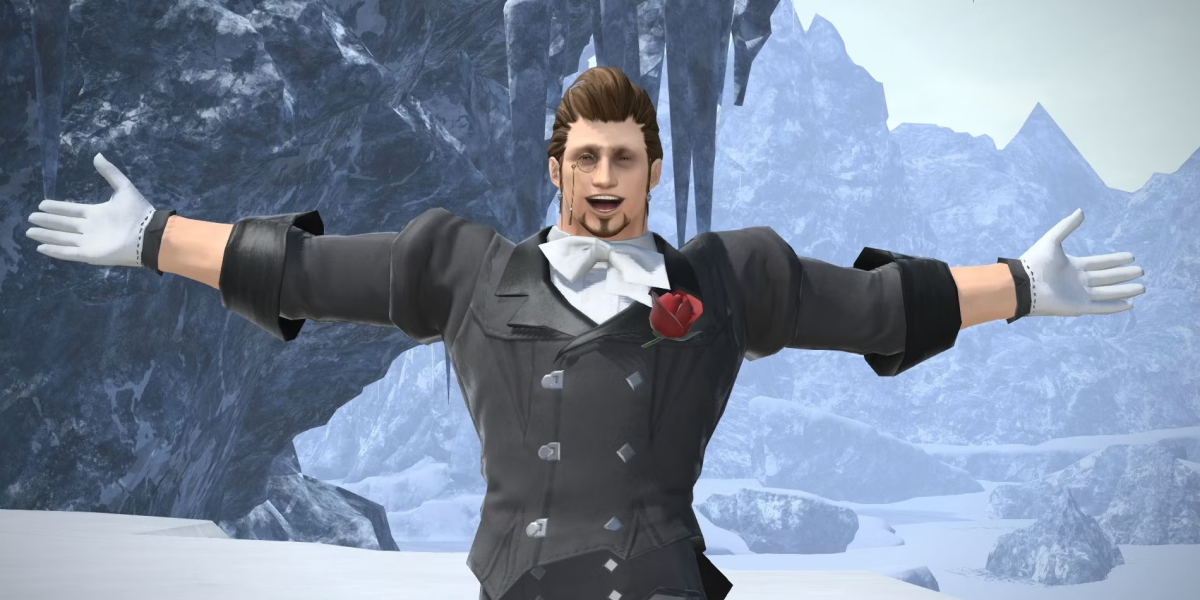 Hildibrand holding out his arms in Final Fantasy 14.