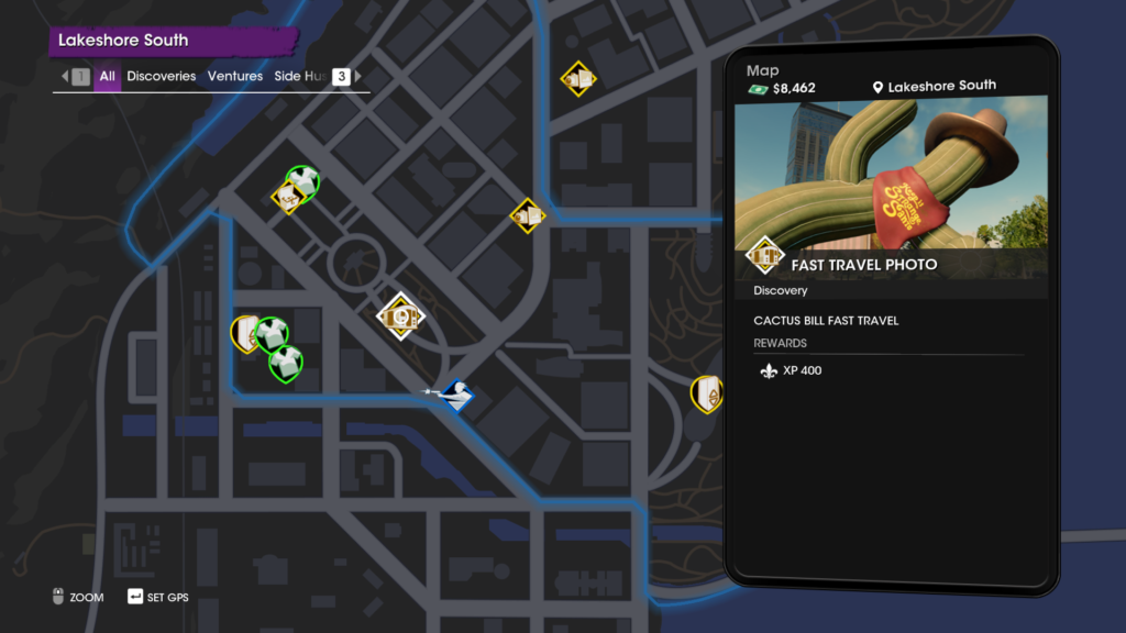 A map in Saints Row with different icons for special locations