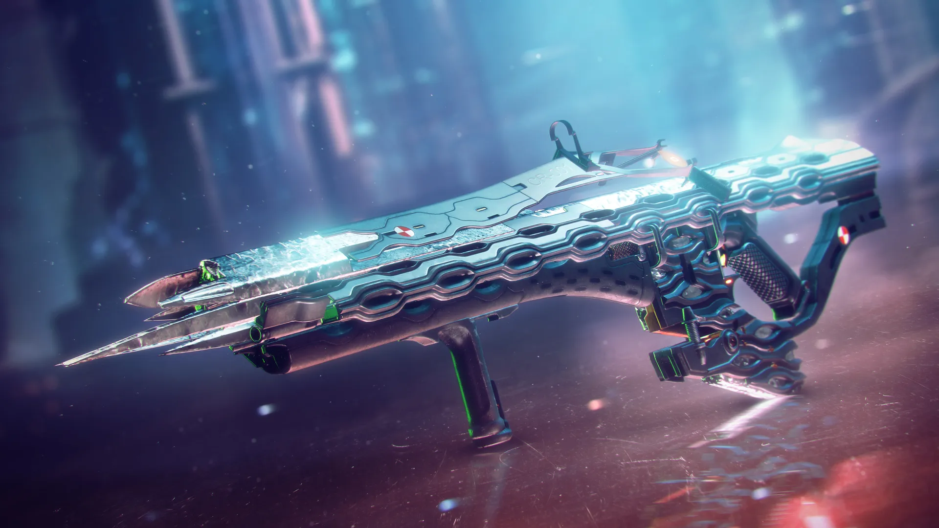 The Quicksilver Storm auto rifle, styled after Neomuna's Cloud Striders.