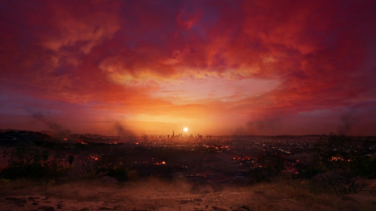 An image from Dead island 2 showing a lot of clouds and a sunset