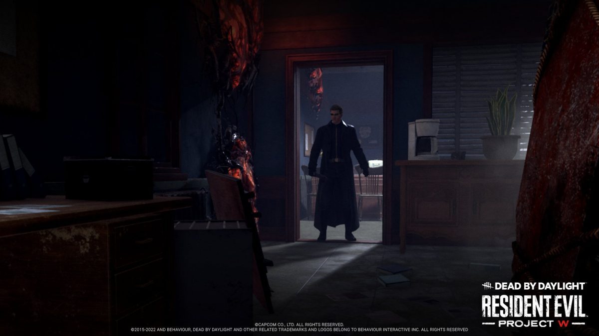 An image from Dead by Daylight showing Albert Wesker standing in the doorway