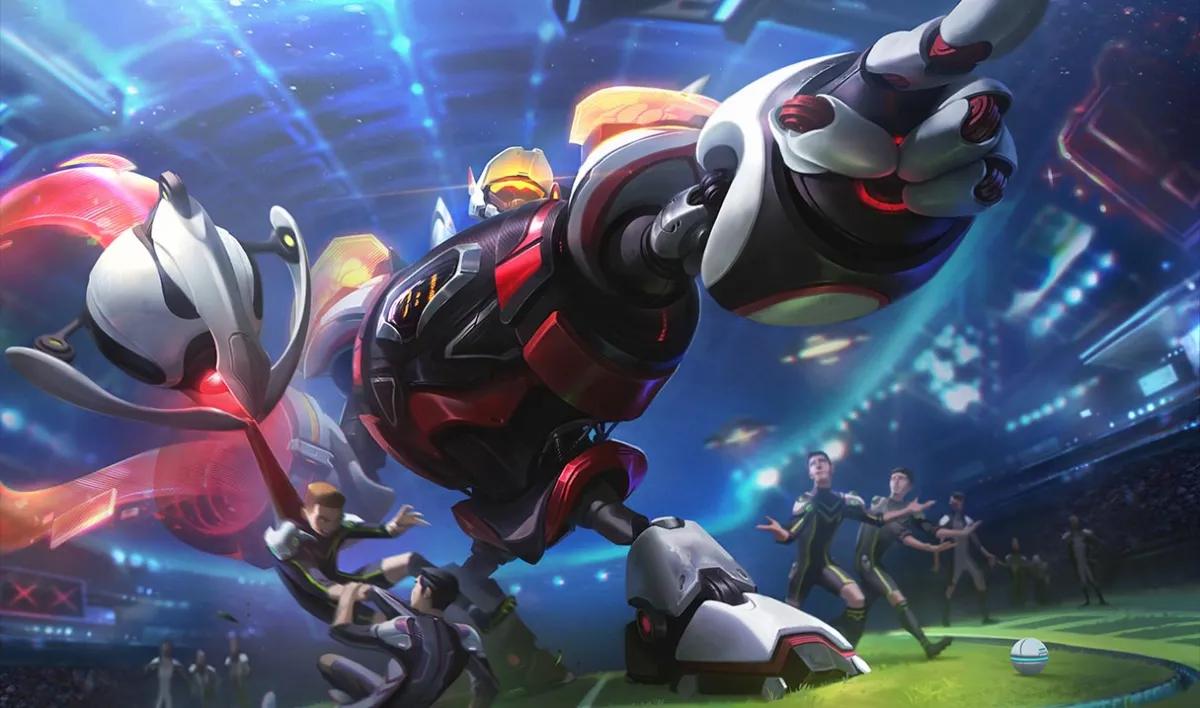 A Blitzcrank skin in League of Legends, depicting the champion competing in some sport.