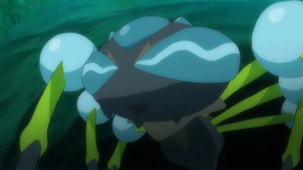 Araquanid stands in an underwater cave.