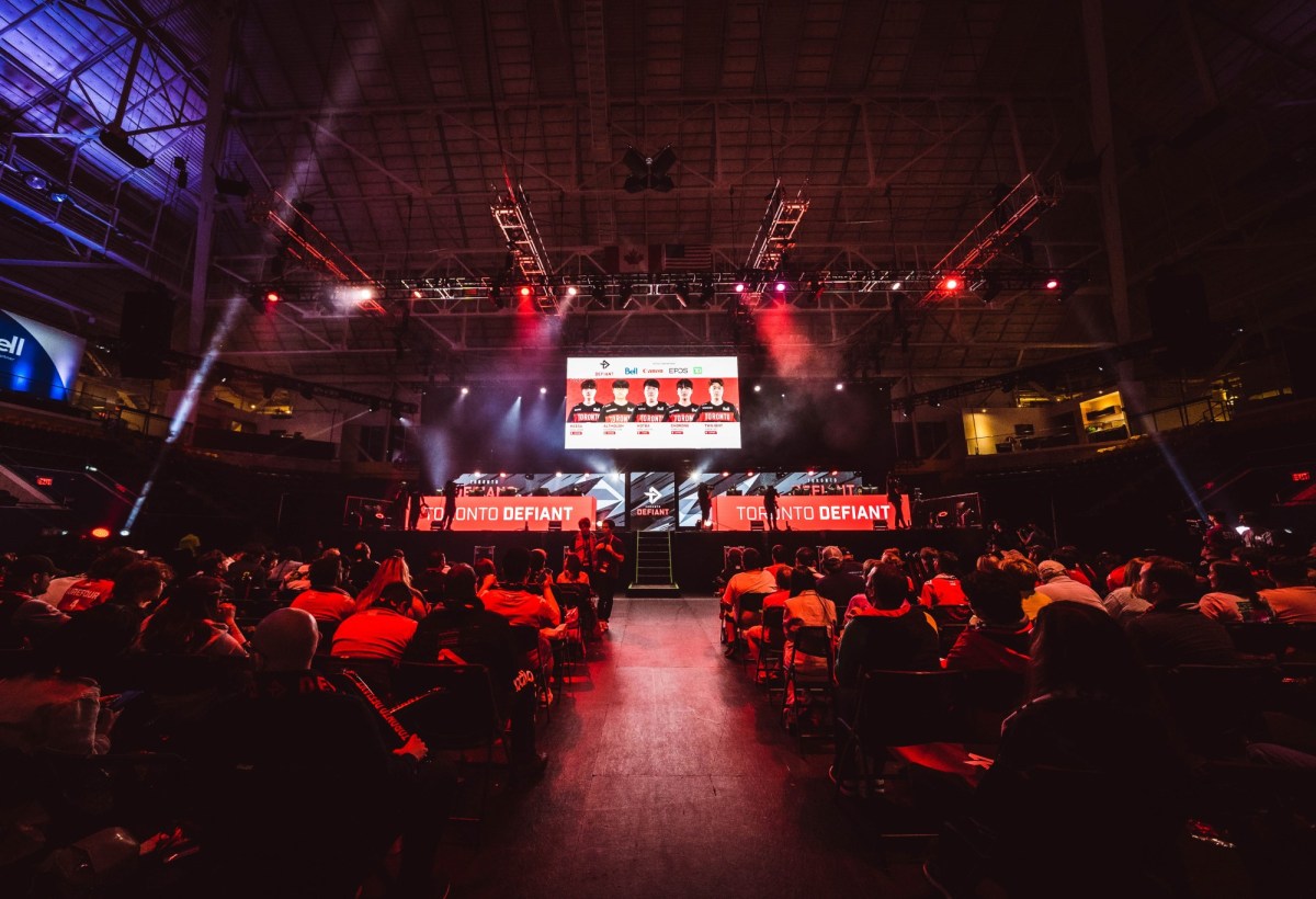 Toronto Defiant stage at a 2022 Overwatch League event.