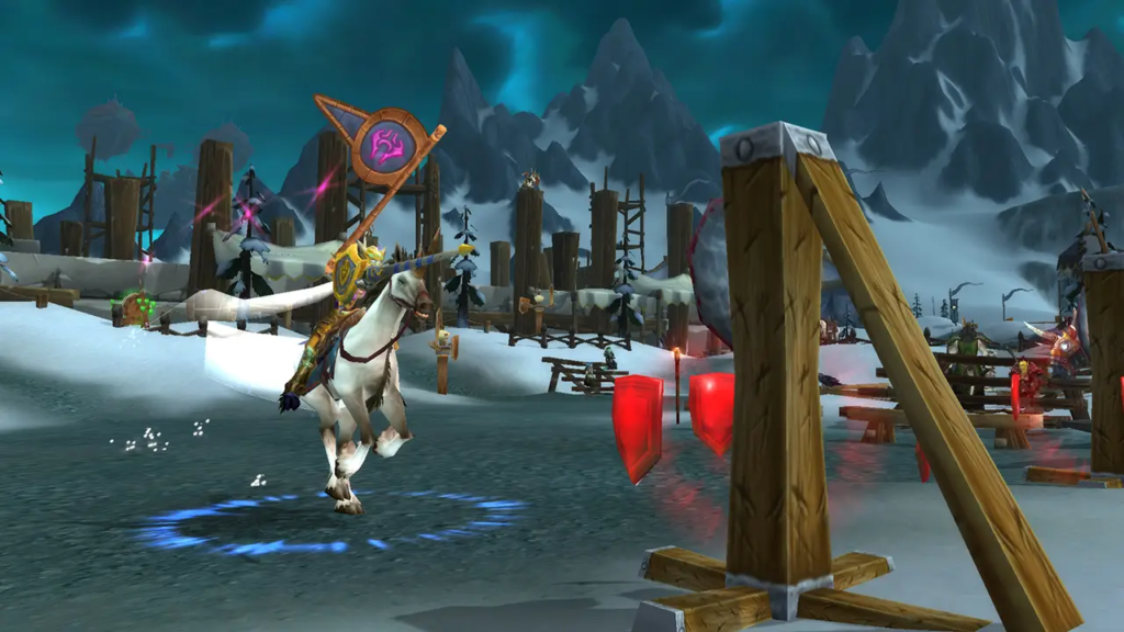 WoW character riding at the Argent Tournament