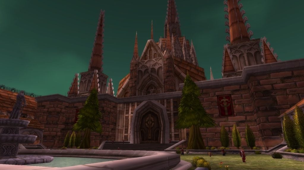 Scarlet Monastery in WoW, Cathedral Wing on display in the background