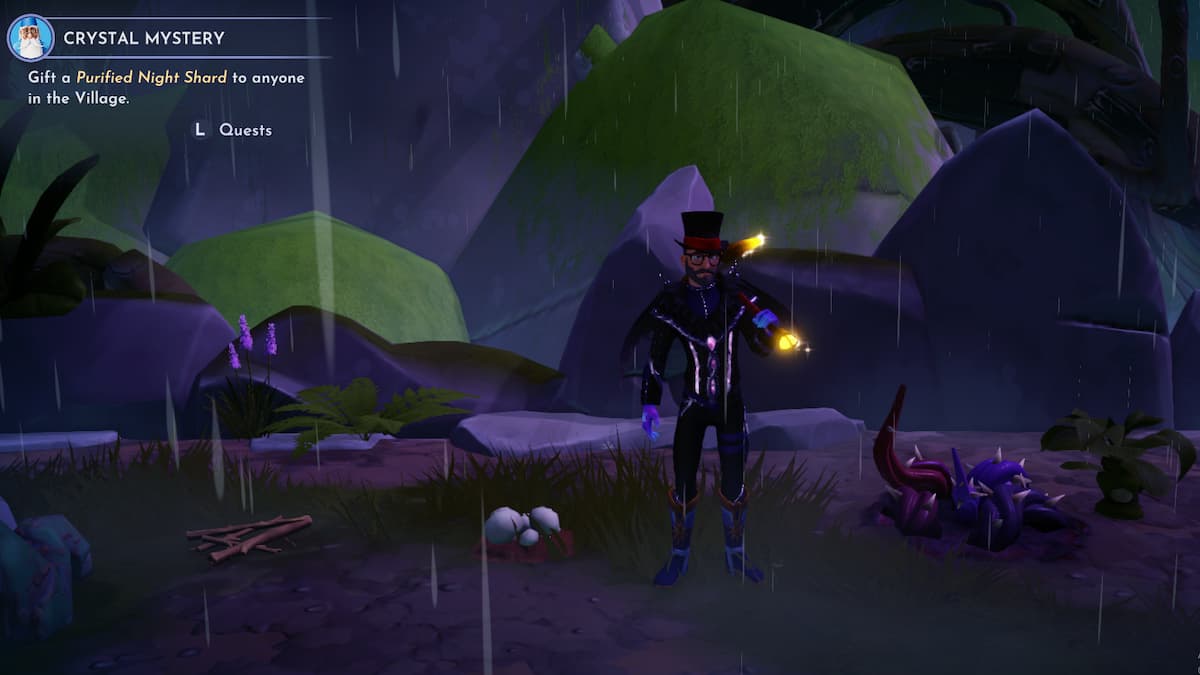 A player is standing next to some Mushrooms in Disney Dreamlight Valley