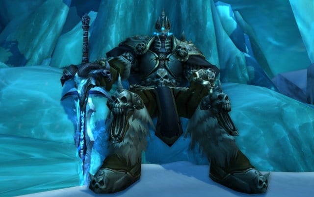 WoW's Lich King is sitting on the Ice Throne.