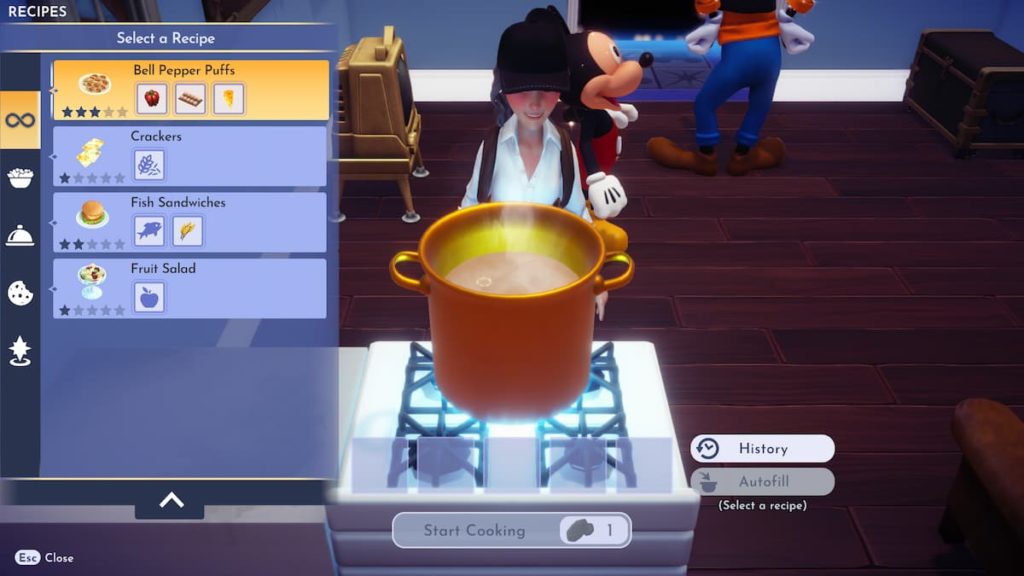 player cooking in disney dreamlight valley