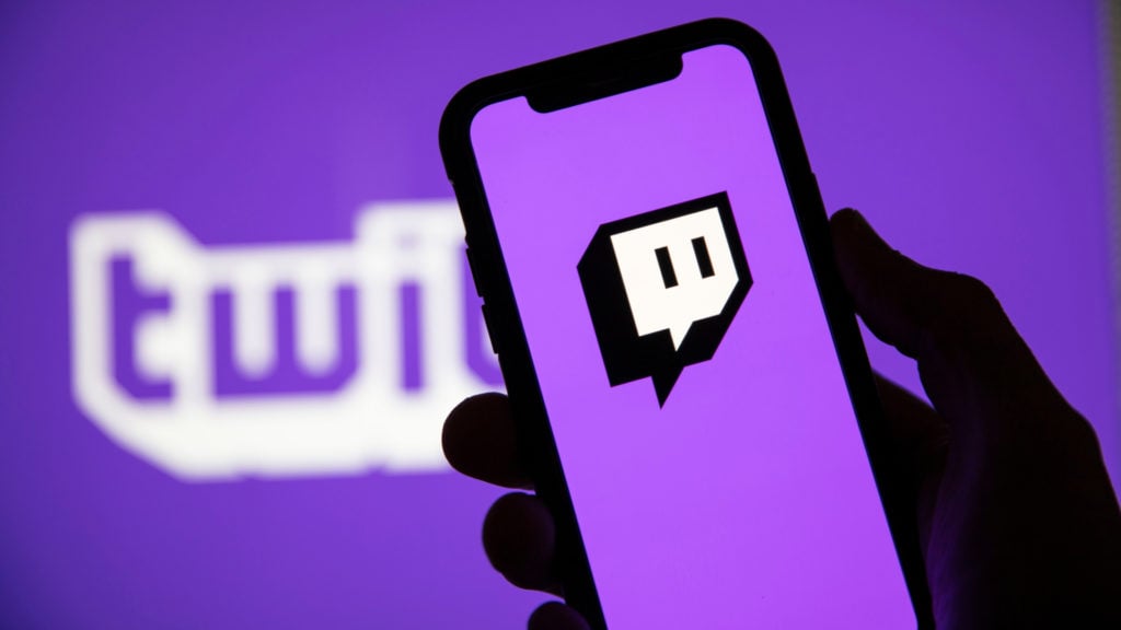 The Twitch logo on a phone.
