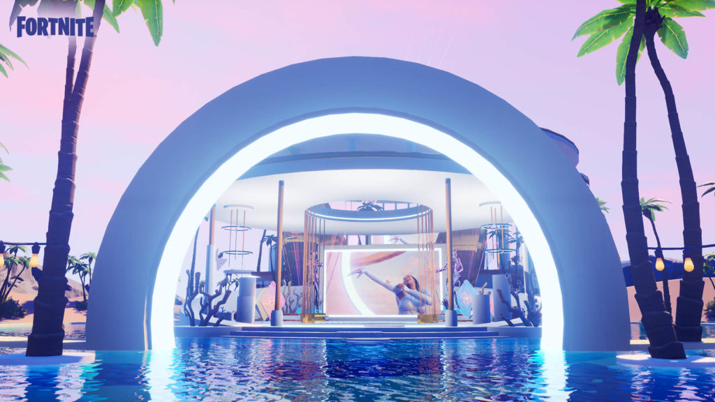 A promotional image from Fortnite showing the stage that Aya Nakamura will perform at