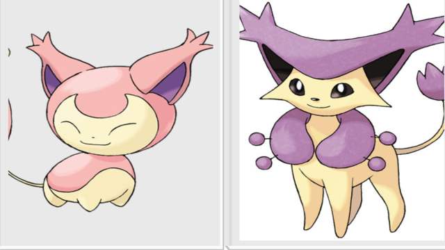 Images of Skitty and Delcatty side by side.