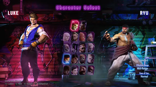 Street Fighter 6's full roster displayed in the character select screen.