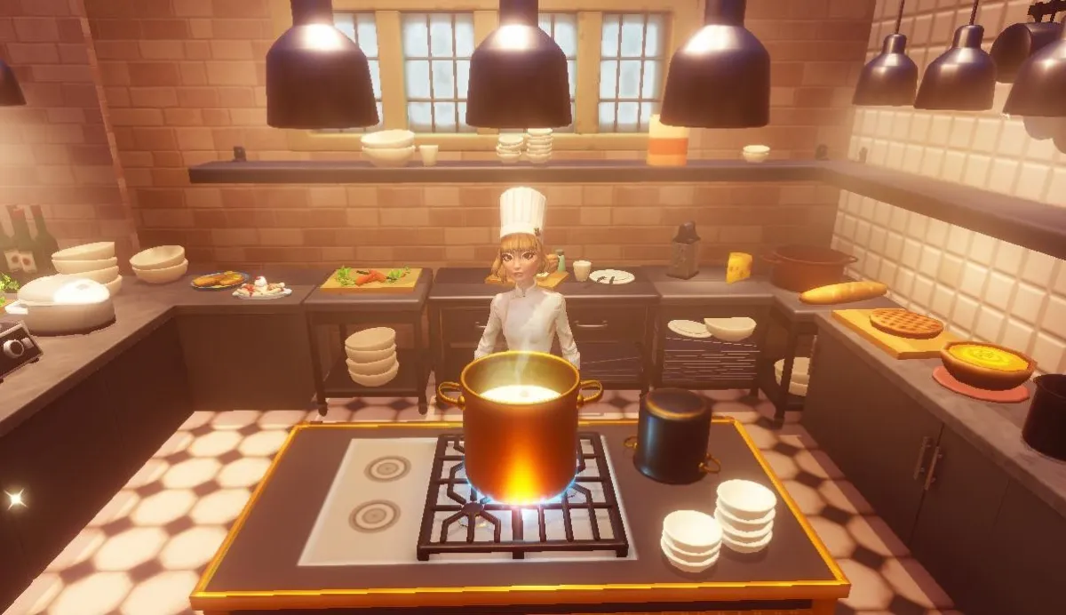 A fully-equipped kitchen in Disney Dreamlight Valley.