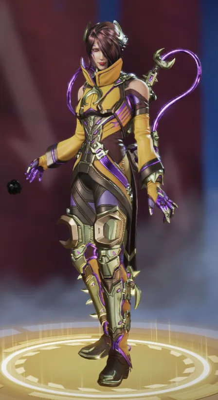 Catalyst wears a gold and purple skin.