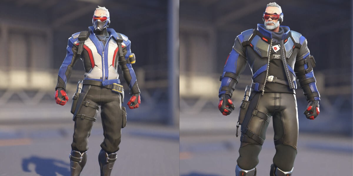 A comparison of Soldier: 76 in Overwatch and Overwatch 2.