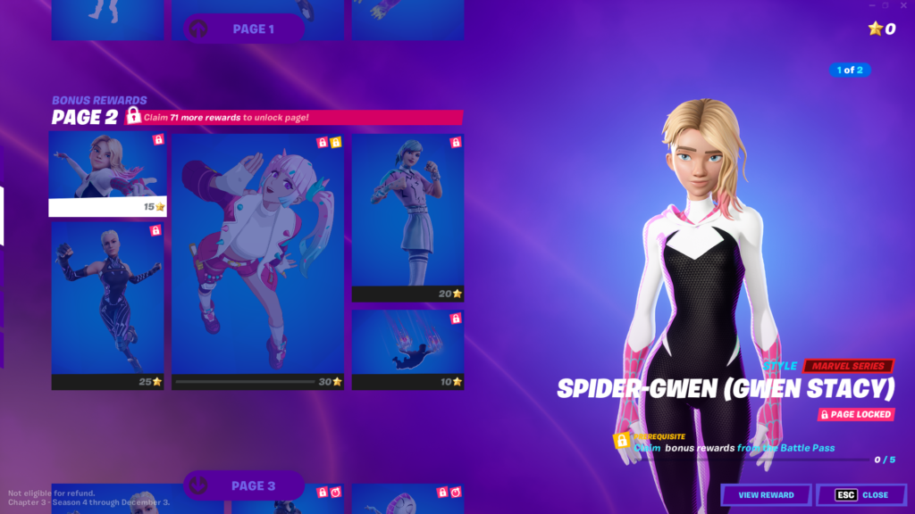 Spider-Gwen without her mask, showing her face and blond hair with pink highlights