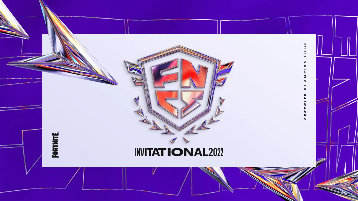 A promo image for the FNCS 2022 invitational with the FNCS chrome logo