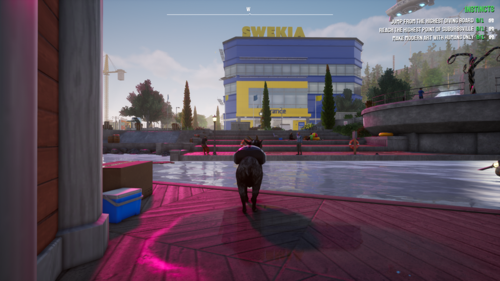 A screengrab from Goat Simulator 3 showing the SWEKIA large store