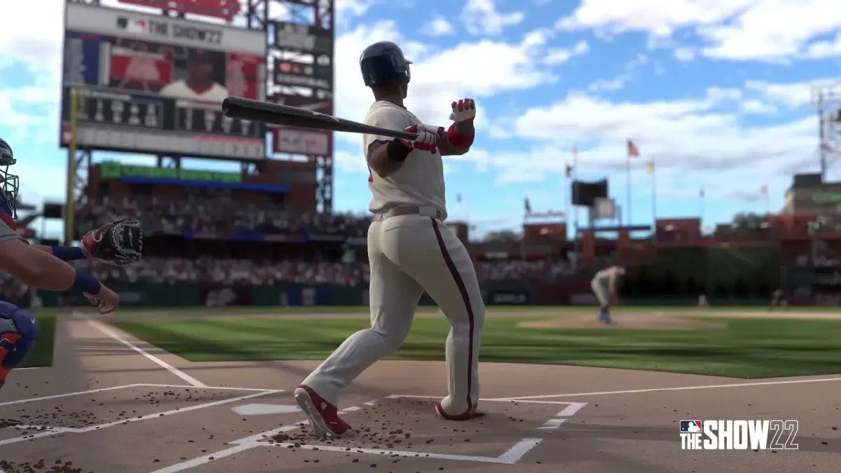 Ένα κτύπημα μπέιζμπολ κουνιέται σε ένα γήπεδο σε ένα πεδίο στο MLB την εκπομπή 2023