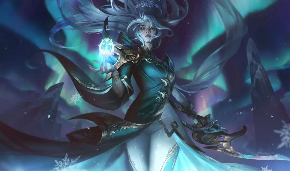 Winterblessed Diana skin splash art for League of Legends