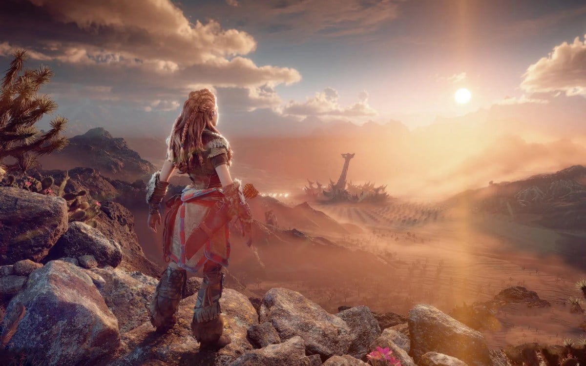 Aloy from Horizon Forbidden West looking out of the Burning Shores