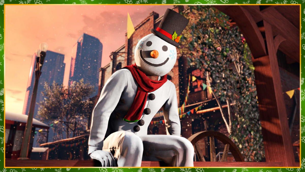 An image of a GTA character dressed as a snowman