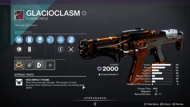 Glacioclasm god roll in Destiny 2