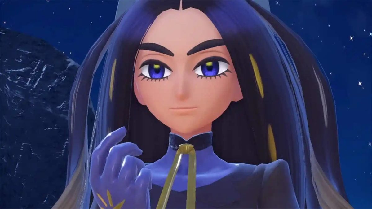 Geeta preparing for battle against a challenger in Pokemon Scarlet and Violet.