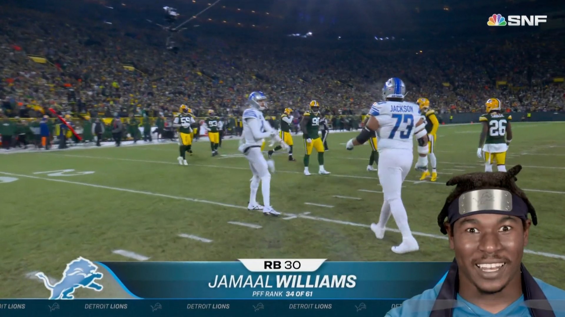 Jamaal Williams Dedicates SNF Game Ball To Great-Grandfather