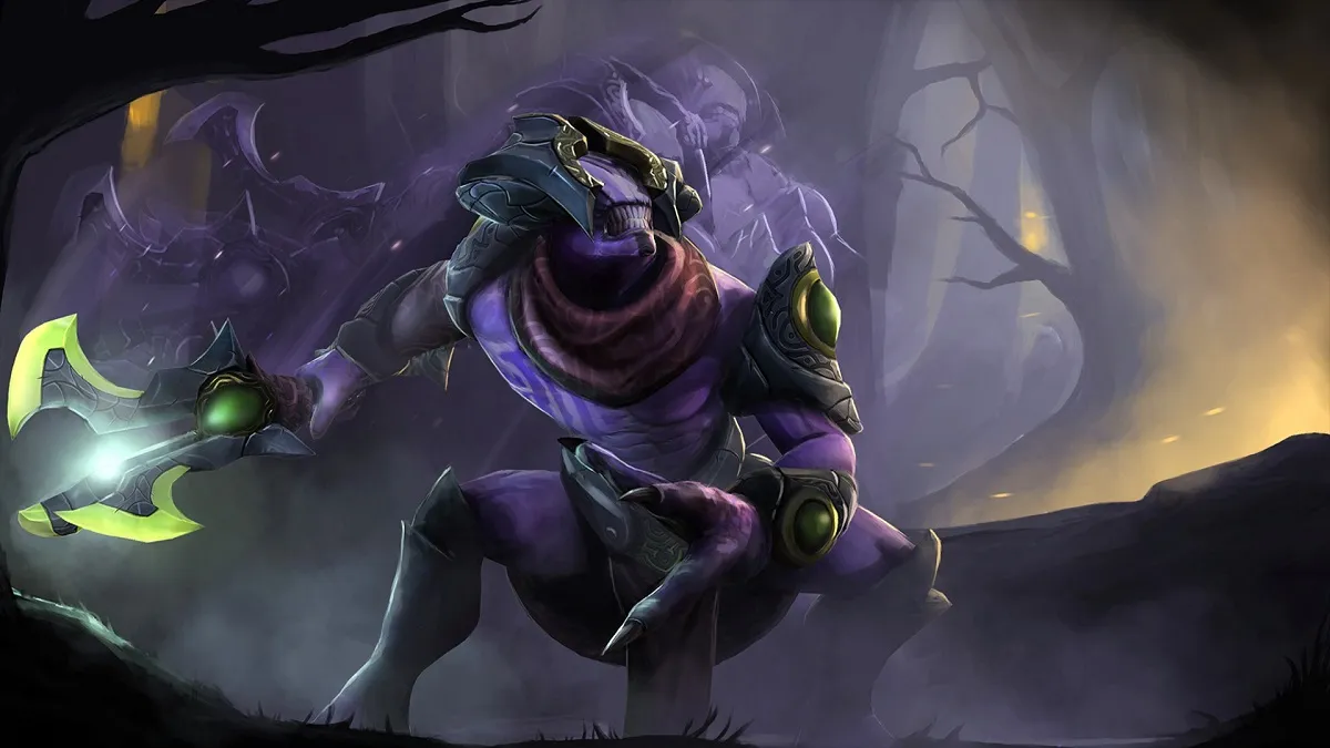 Faceless Void, a mysterious figure, wields a green mace in Dota 2.