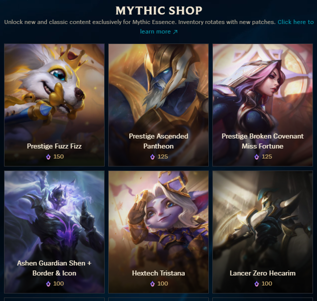 LoL Mythic Shop rotation Here's what is available in League's Mythic