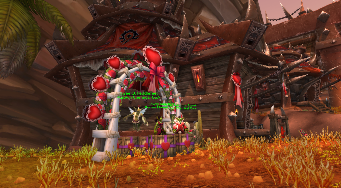 Goblins in orgrimmar celebrating WoW's Valentine's Day event