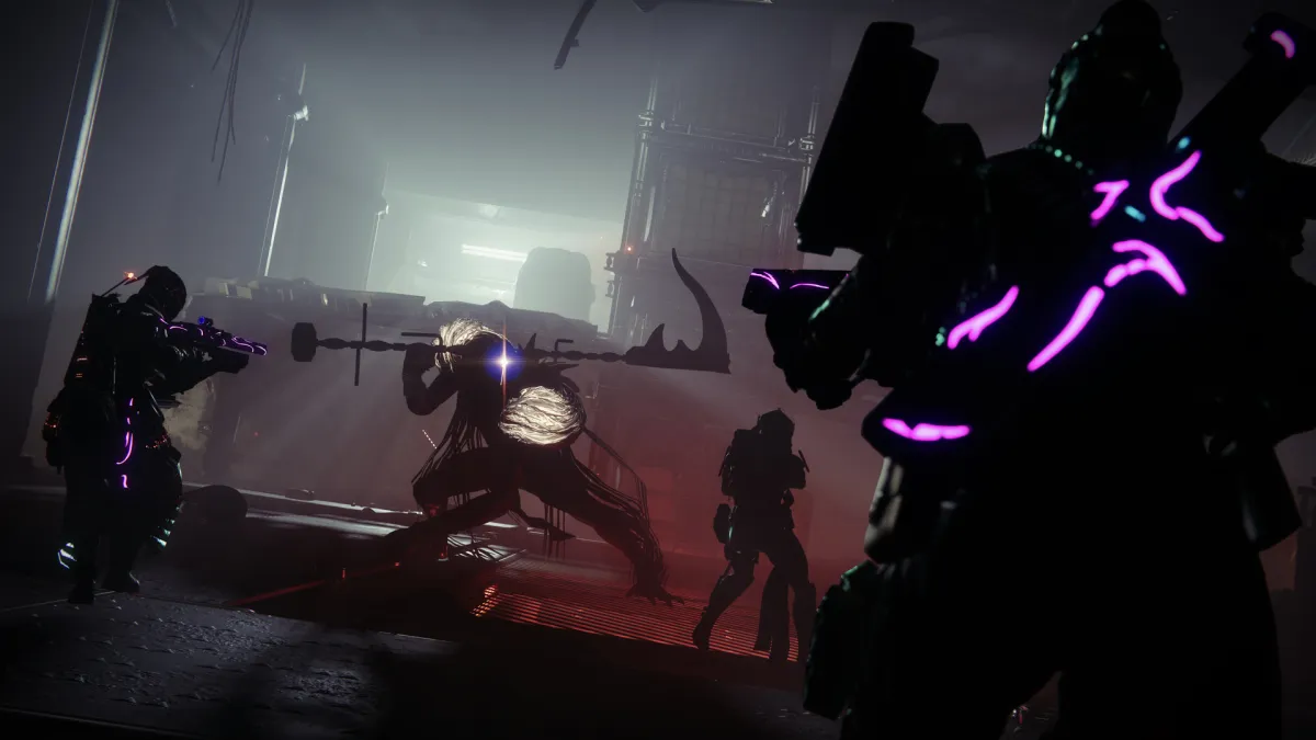 Several characters fighting in Destiny 2.