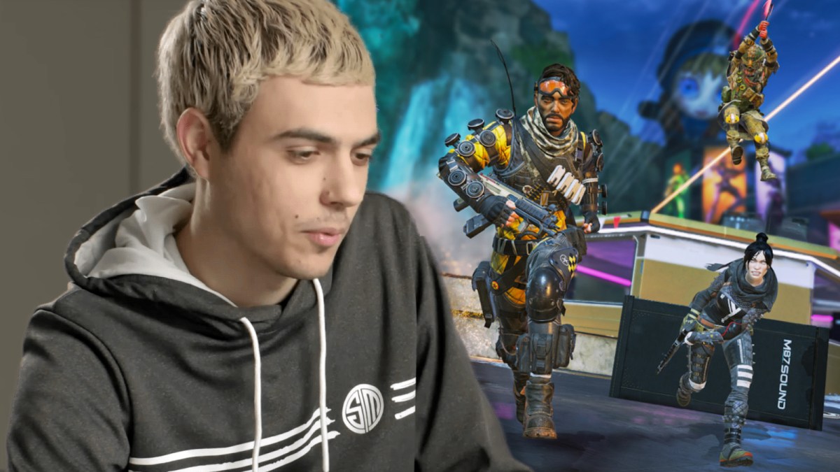 ImperialHal speaking to the camera next to some Apex characters