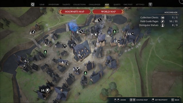 Map screengrab in Hogwarts Legacy