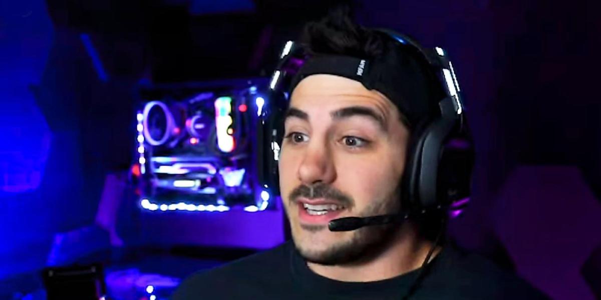 Streamer NICKMERCS wearing a headset, likely talking to his chat on-stream.