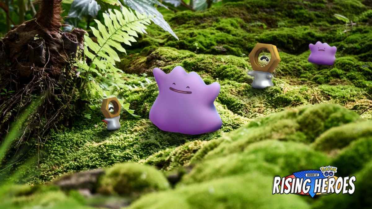 Ditto walking through the forest in Pokemon Go