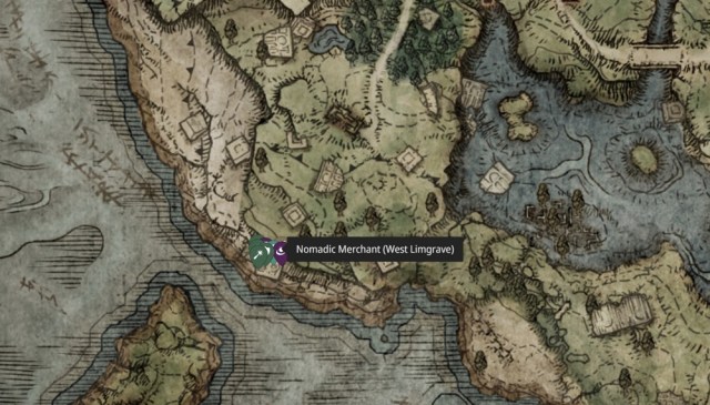 A closeup of the map for West Limgrave in Elden Ring.