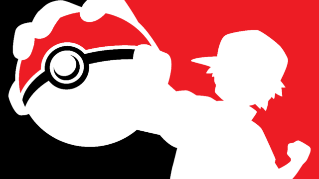 A silhouette grasps hold of a Pokéball.