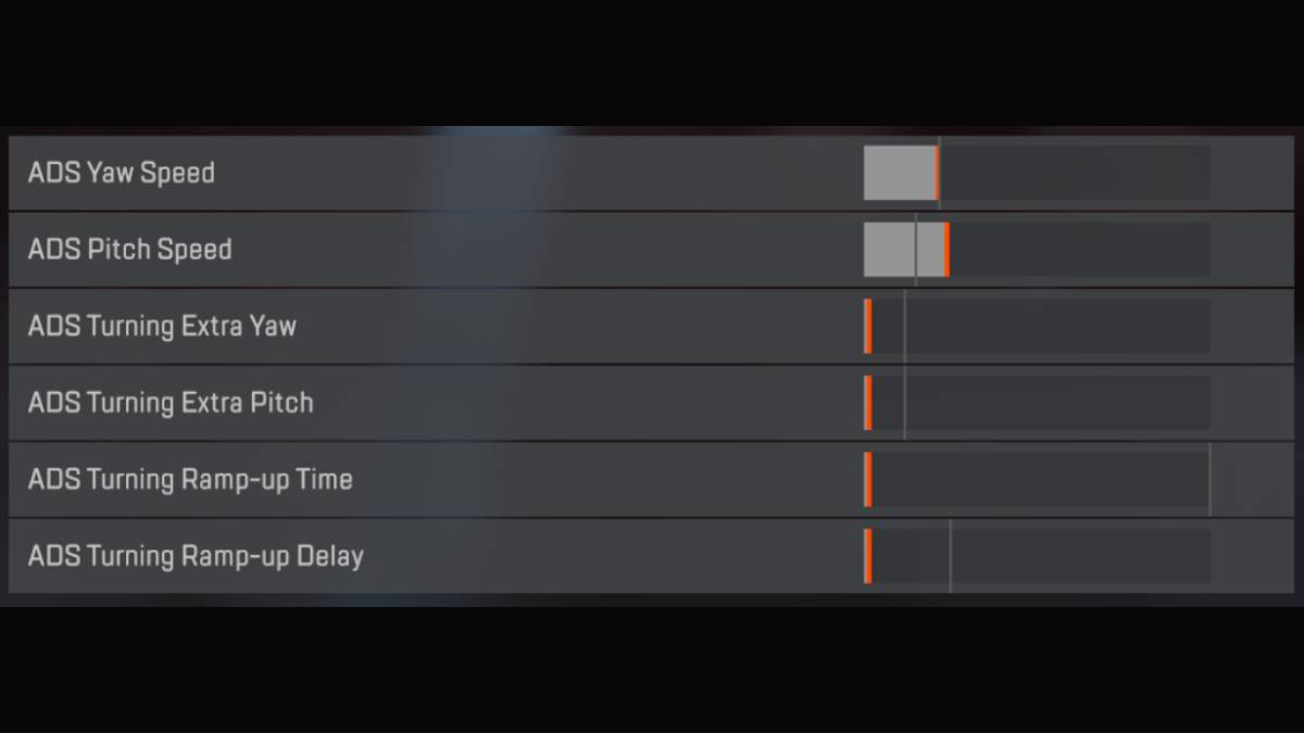 Pitch and Yaw settings in-game screen for Apex