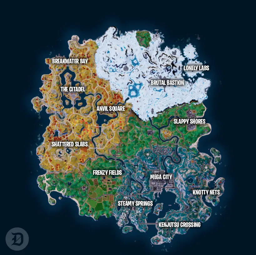 Fortnite: Chapter 4, Season 2 Map, All New POIs - Dot Esports